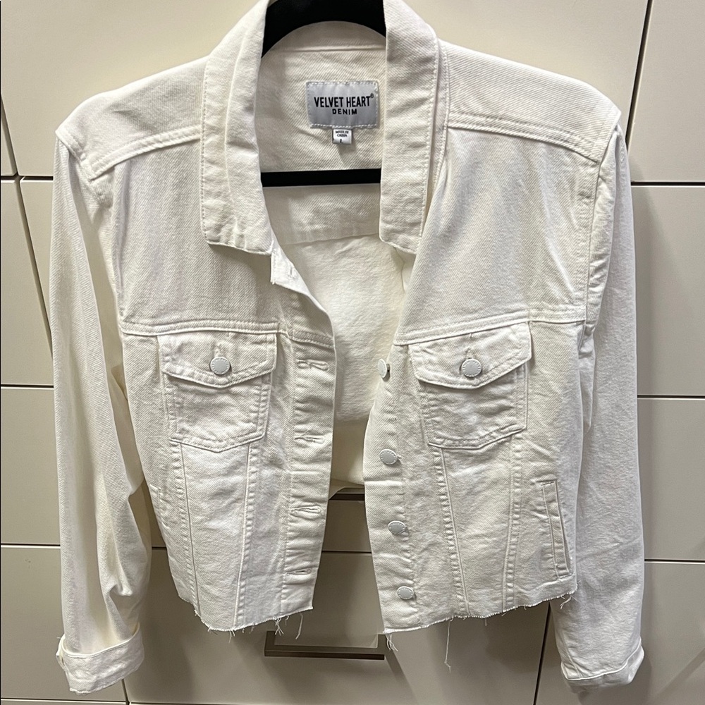Velvet Heart Cream Jean Jacket